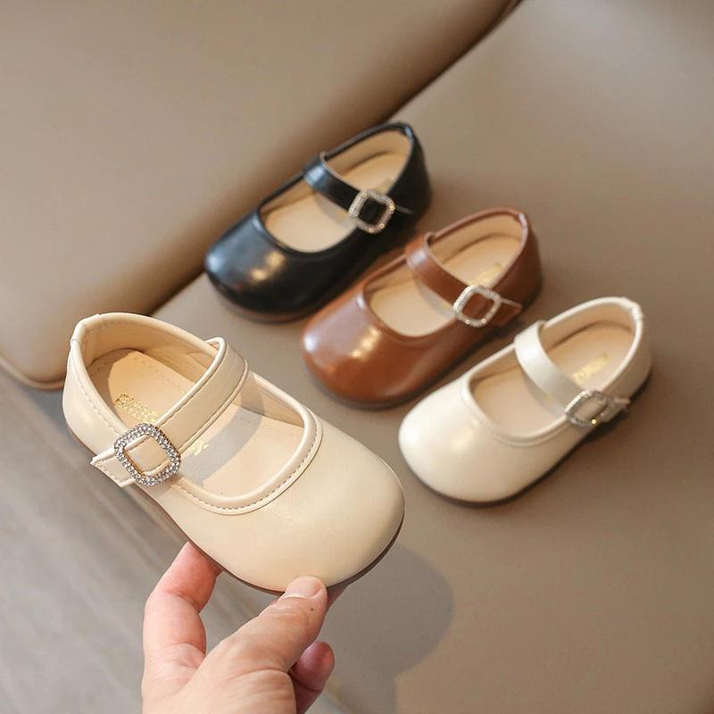 Giày búp bê da trơn MG chuẩn from thời trang phong cách đế bệt nhẹ êm mềm cho bé gái sz21-30