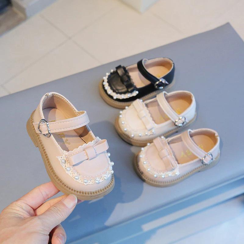Giày búp bê đính nơ ren xinh xắn phong cách thời trang Hàn Quốc cho bé tập đi từ 0 đến 2 tuổi da mềm êm chân H602