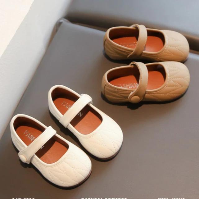 Giày búp bê trần trơn nhẹ êm mềm cho bé gái với quai ngang thời trang Hàn Quốc đế bệt sz 21-30