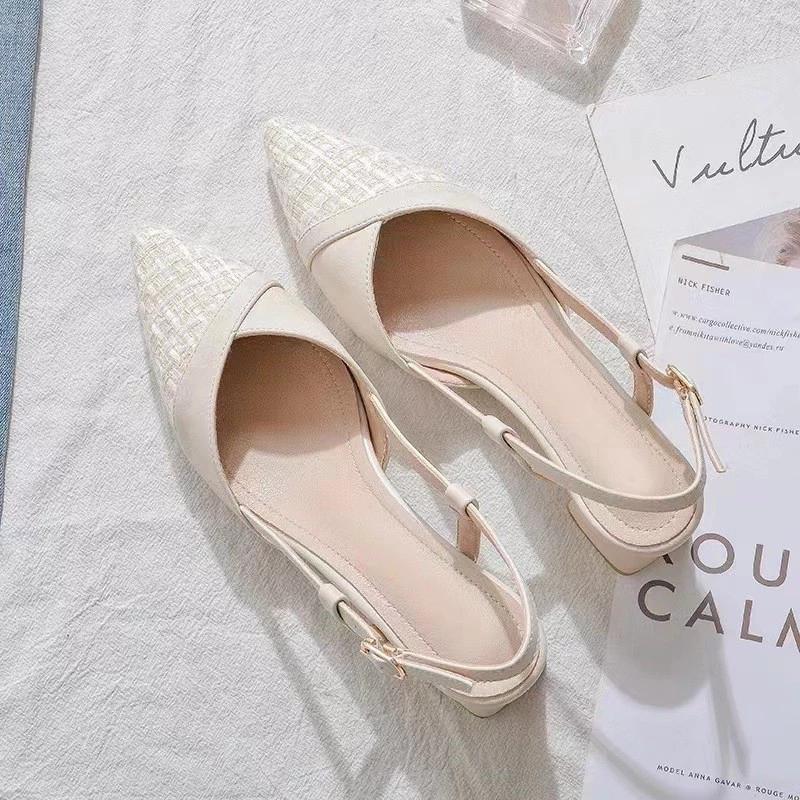 Giày Sandal Che Mũi Phong Cách Chanel 2025, Giày Phù Hợp Với Gót Dày