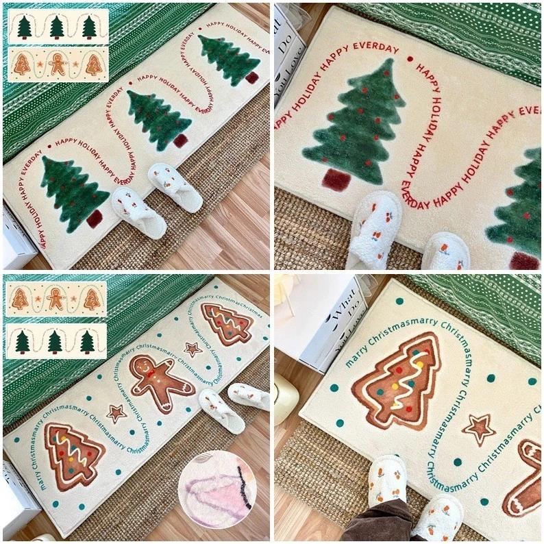 Gingerbread Man Thảm Trải Sàn Giáng Sinh Không Khí Trang Trí Thảm Hoạt Hình Dễ Thương Thảm Sàn Trang Trí Nhà
