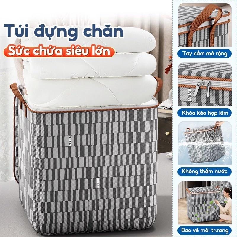 Giỏ đựng đồ size lớn 100L CARO - Giỏ đựng quần áo chăn màn cỡ lớn - túi vải đựng quần áo chăn màn cỡ lớn