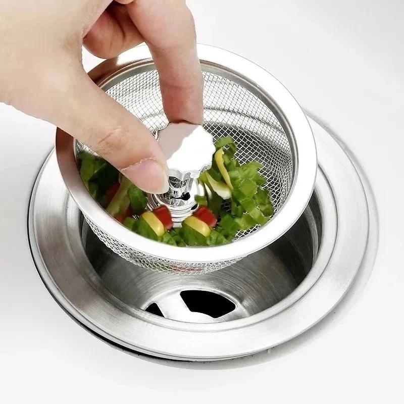 Giỏ lọc rác bồn rửa chén, lưới/túi lọc rác inox 304, chặn thức ăn chống tắc nghẽn - Đồ gia dụng nhà bếp