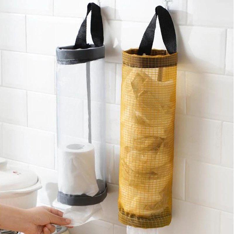 Giỏ Lưới đựng túi nilon treo HÌNH TRỤ Đựng Túi Rác - Túi Lưới Treo Tường tiện dụng