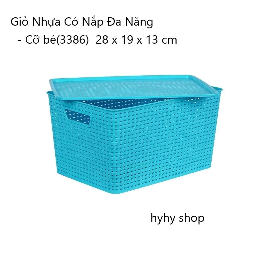 Giỏ nhựa có nắp, giỏ đựng đồ đa năng, rổ giả mây có nắp Việt Nhật