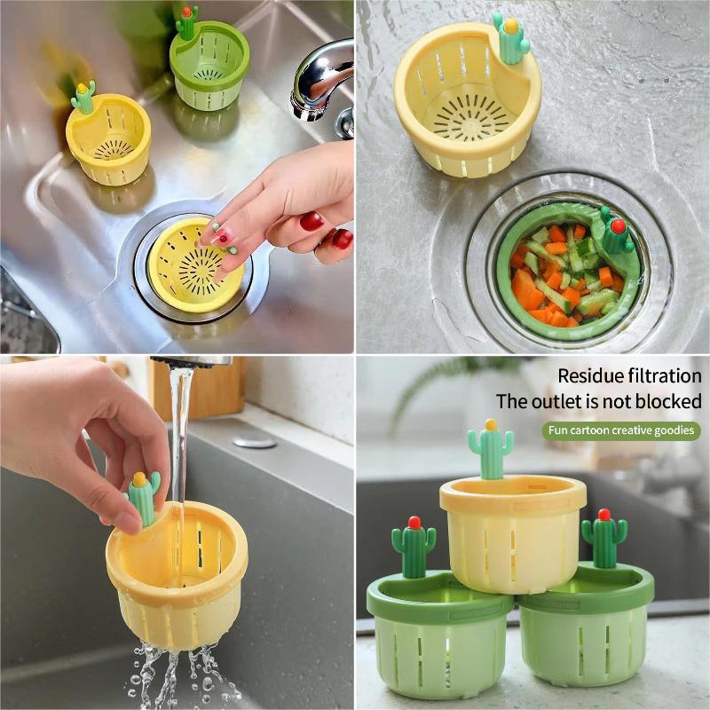 Giỏ thoát nước bồn rửa xương rồng Giỏ lọc cống nhà bếp dễ thương Giỏ thoát nước gia đình
