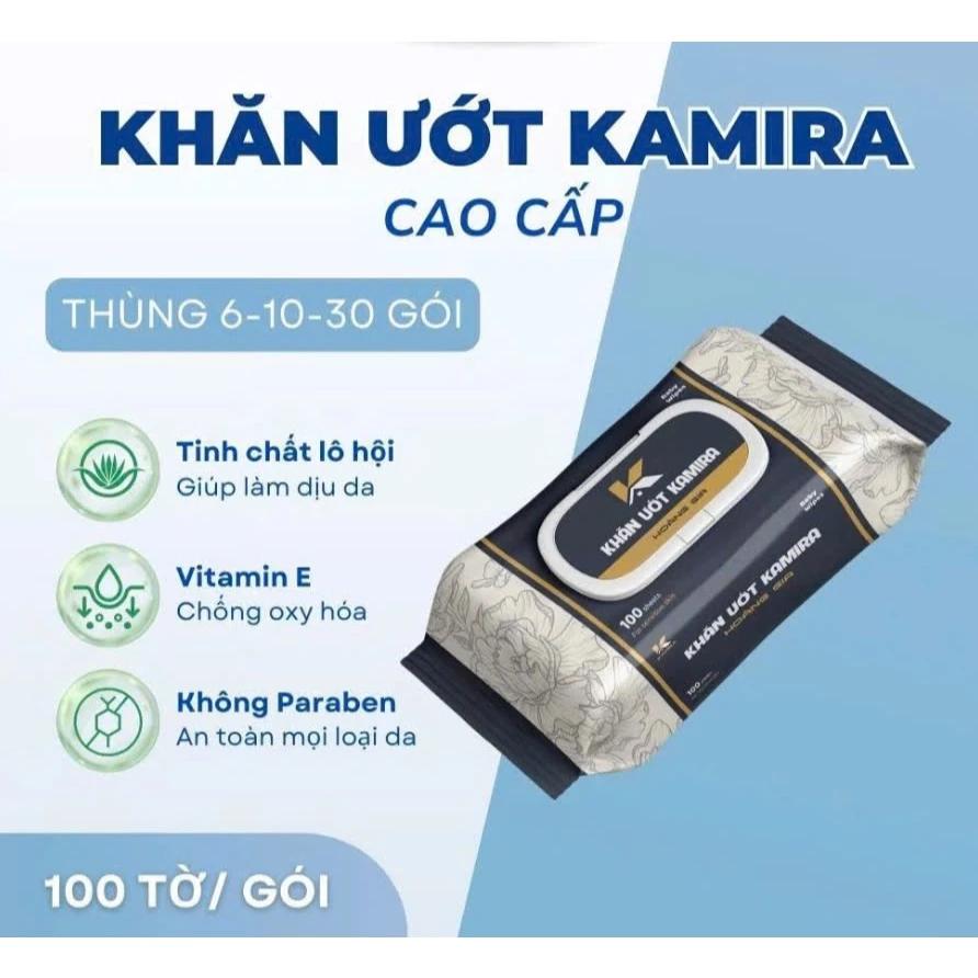 Gói khăn ướt Kamira Premium Wipes - gói lớn 100 tờ nặng 650gram/gói KMR006