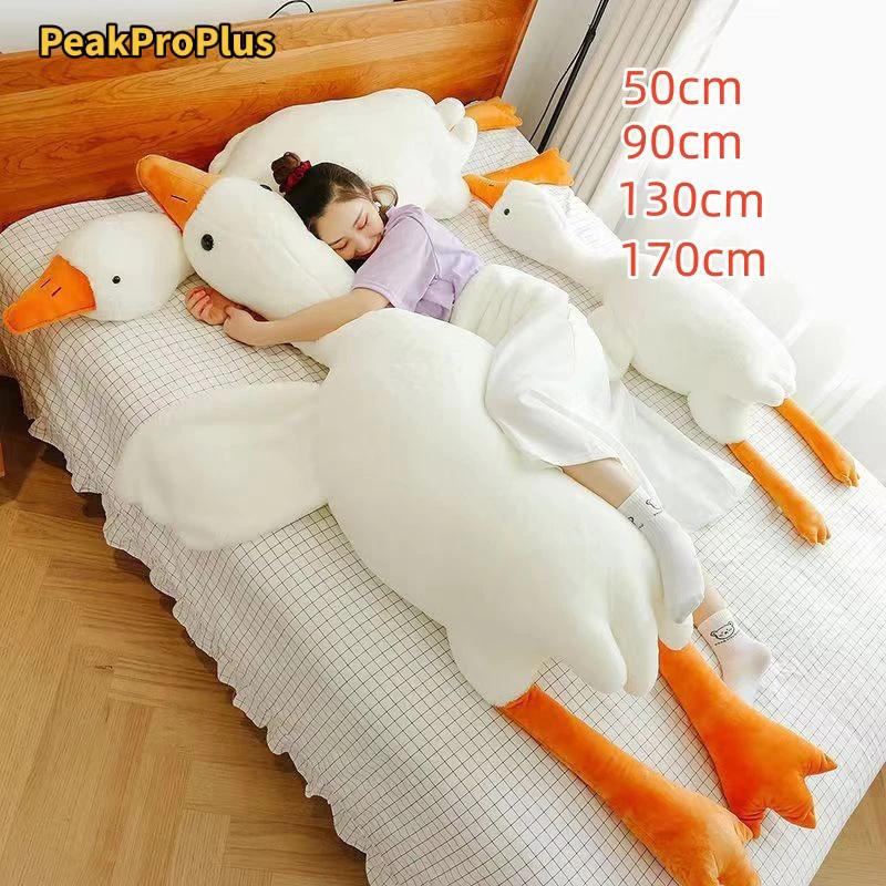 Gối ngỗng trắng lớn dễ thương, búp bê đồ chơi sang trọng