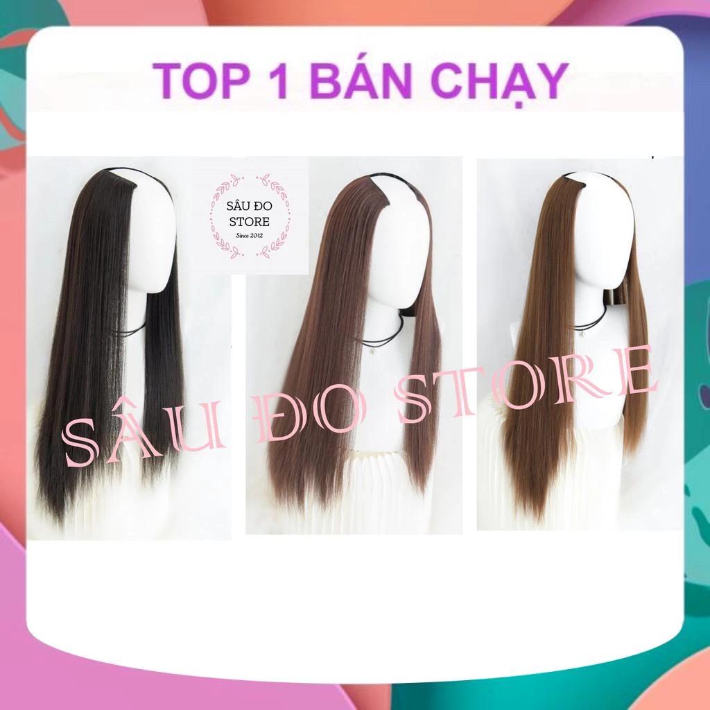 [HÀNG CAO CẤP] KẸP TÓC GIẢ NỬA ĐẦU U THẲNG DÀI 55-60CM MẪU MỚI LƯỚI HOA