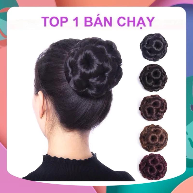 [HÀNG CAO CẤP] TÓC GIẢ BÚI HOA DẠNG KẸP TUỔI TRUNG NIÊN SỈ CHỈ 35K