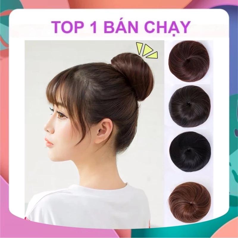 [HÀNG CAO CẤP] TÓC GIẢ BÚI TRÒN CỦ TỎI CHO NỮ CÓ CÀI KÈM DÂY RÚT