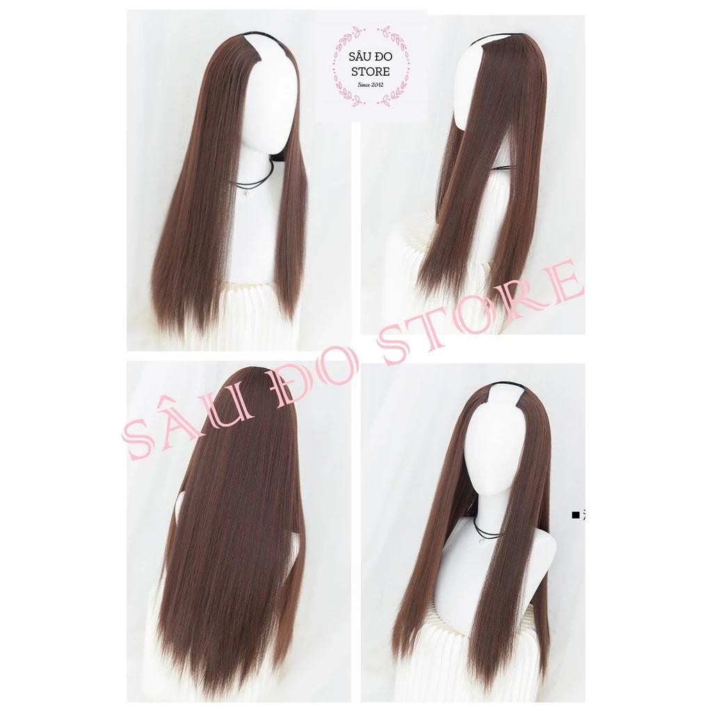 [HÀNG CAO CẤP] TÓC GIẢ CHỮ U CÓ LƯỚI ÔM NỬA ĐẦU THẲNG ĐỘ DÀI 55-60CM DÀNH CHO TÓC CỰC NGẮN