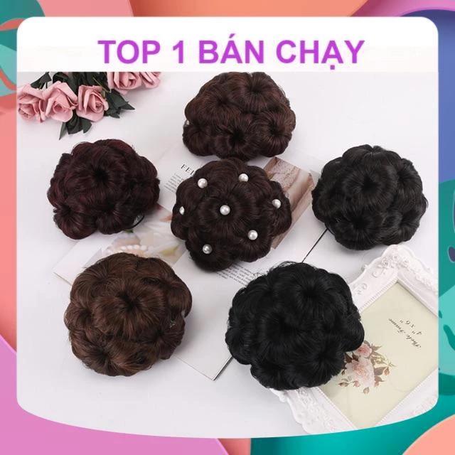 [HÀNG SIÊU CẤP] TÓC GIẢ BÚI HOA SANG TRỌNG DÀNH CHO PHÁI NỮ