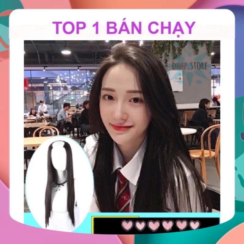 [HÀNG SIÊU CẤP] TÓC GIẢ KẸP CHỮ U THẲNG TỈA ĐUÔI LƯỚI HOA ĐỘ DÀI 55-60CM