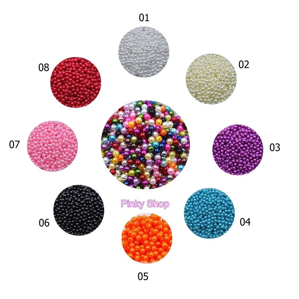 Hạt cườm ngọc trai 8mm nhiều màu có lỗ xỏ 2 đầu loại tốt làm trang sức phụ kiện handmade Pinky Shop mã HCN8