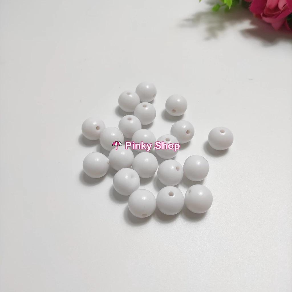 Hạt cườm size 6mm 8mm 10mm 15mm hạt bóng đẹp nhiều màu có lỗ xỏ 2 đầu làm trang sức phụ kiện handmade Pinky Shop