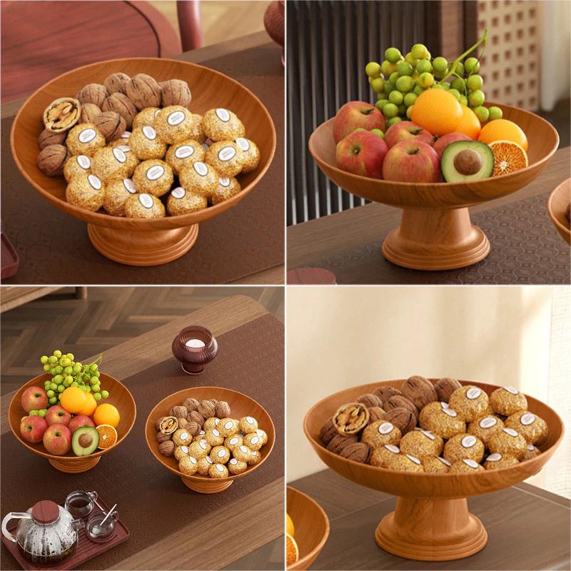 Hạt Gỗ Bát Trái Cây Đơn Giản Tròn Kẹo Ăn Nhẹ Khay Tối Giản Để Bàn Đĩa
