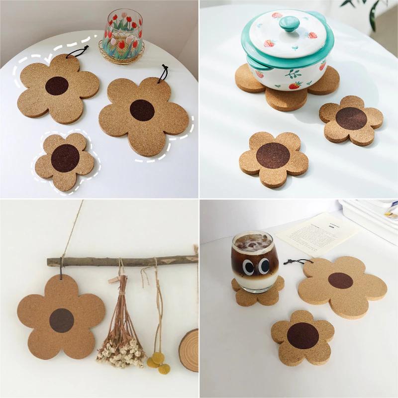 Hình Hoa Placemat Bàn Gỗ Đơn Giản Cốc Thảm Thời Trang Hộ Gia Đình Cốc Đế Lót Ly