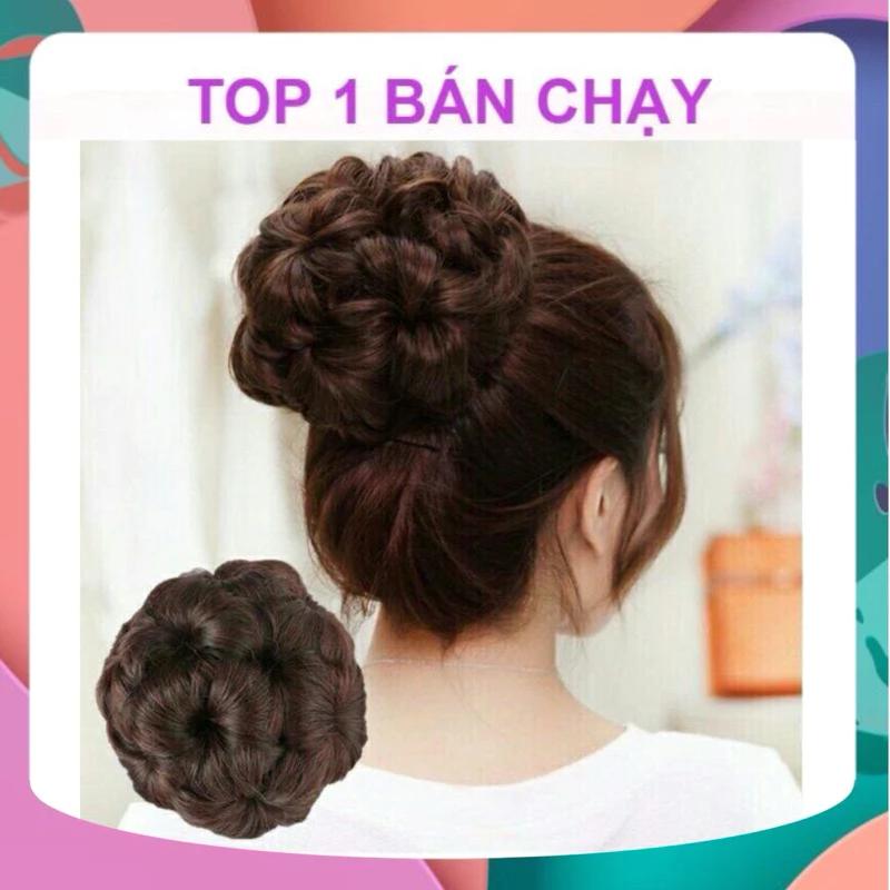 [HÌNH THẬT] TÓC GIẢ BÚI HOA LOẠI CÓ HẠT VÀ KHÔNG CÓ HẠT ĐÍNH