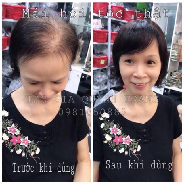 [HÌNH THẬT] TÓC GIẢ PHỦ ĐỈNH ĐẦU TẠO KIỂU TÓC CÓ MÁI/ TÓC GIẢ PHỦ BẠC CAO CẤP