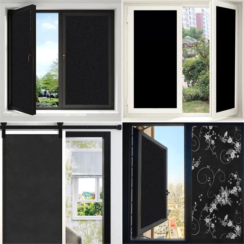 Hoa Đen Cửa Sổ Rèm Ánh Sáng Chặn Kính Cửa Sổ Phim Dày Nhà Bảo Mật Dán