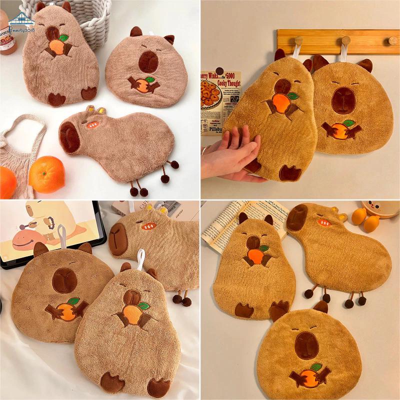 Hoạt Hình Treo Khăn Tay Hình Capybara Khăn Lau Tay Mềm Mại Trẻ Em Mặt Vải