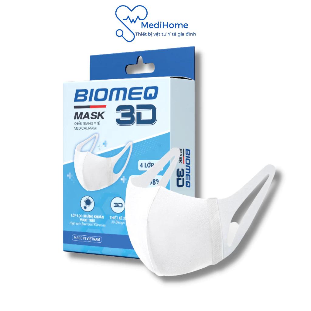 Hộp 10 chiếc khẩu trang 3D BIOMEQ 4 lớp ôm sát mặt, dây đeo mềm mại và an toàn - MediHome