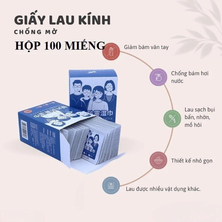 Hộp 100 Khăn Lau Kính Nano, Khăn lau chống bám hơi nước