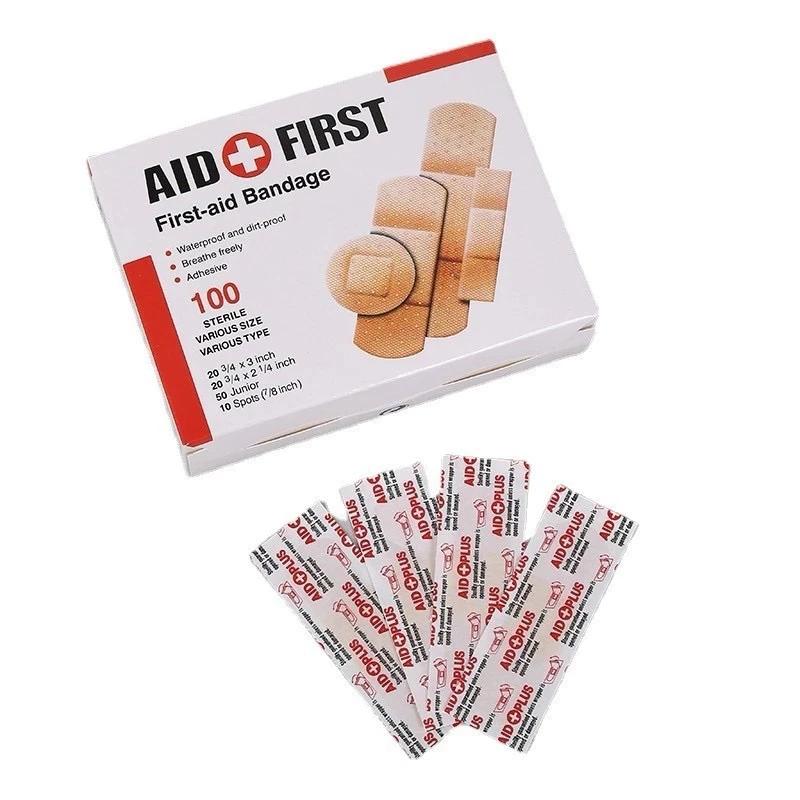 Hộp 100 miếng băng gạc y tế cá nhân AID FIRST tiệt trùng đủ kích thước