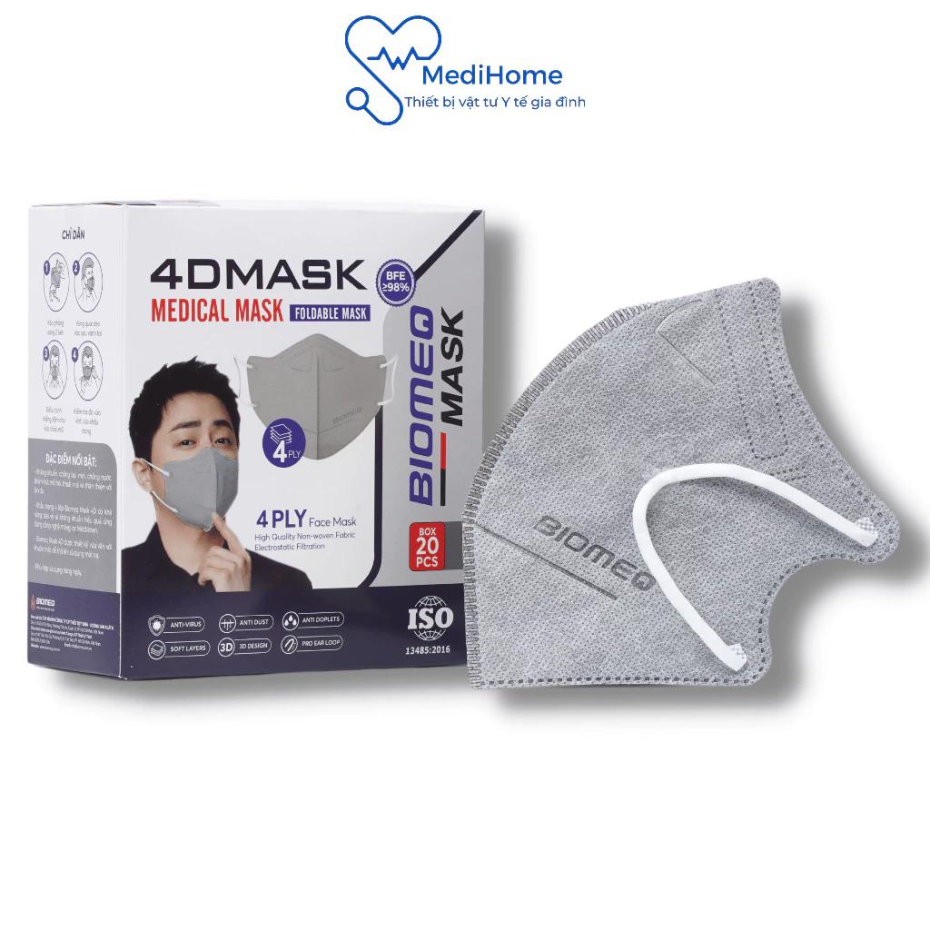 Hộp 20 chiếc Khẩu trang y tế BIOMEQ MASK 4D 4 lớp vải dệt và vi lọc siêu an toàn - MediHome