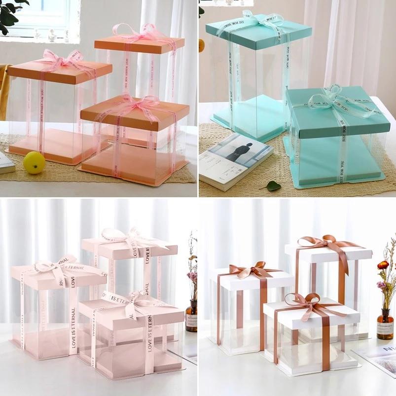 Hộp bánh trong suốt lớn Macaron-Màu Hộp bánh trong suốt Đồ dùng dự tiệc
