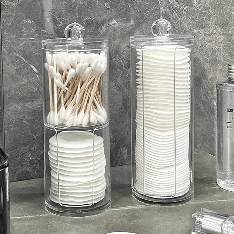 Hộp đựng bông tẩy trang trong suốt 252 - Hộp đựng mỹ phẩm phòng tắm - Hộp đựng bông tẩy trang tròn