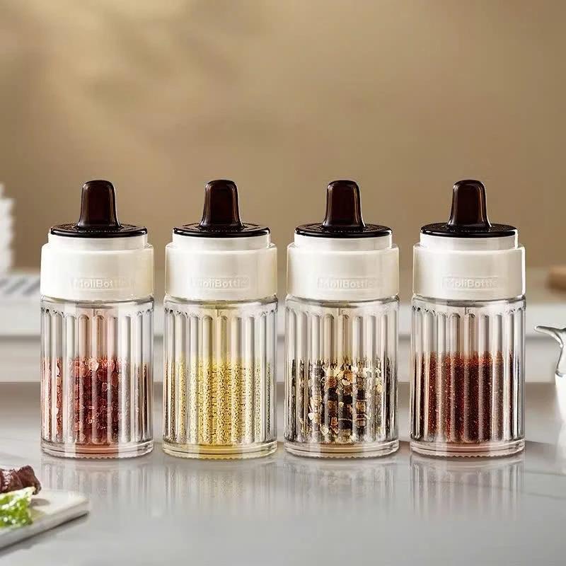 Hộp đựng gia vị Moli 260ml, hộp thủy tinh cao cấp đựng gia vị kèm muỗng,lọ đựng gia vị thiết kế nắp thông minh kèm muỗng
