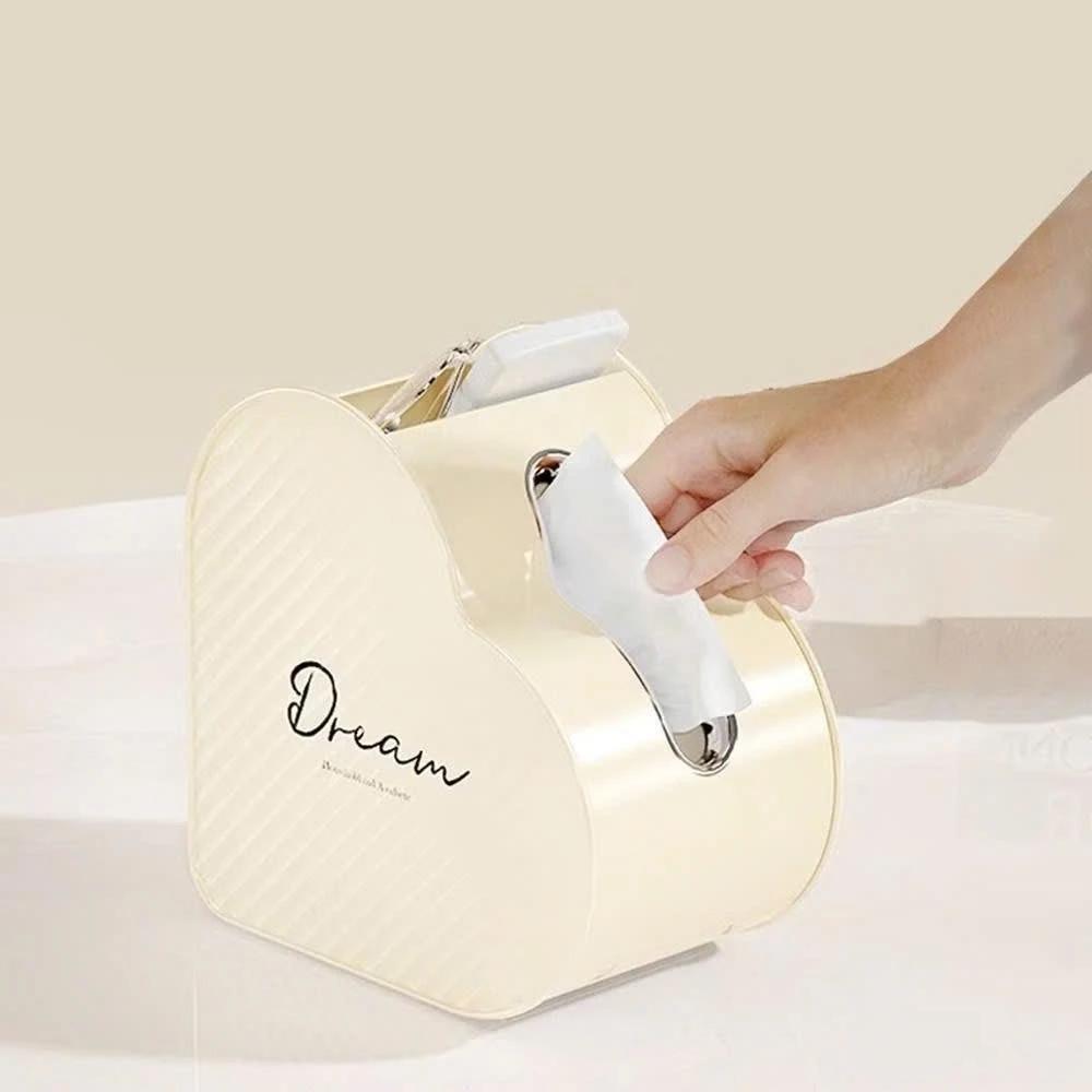 Hộp đựng khăn giấy để bàn QC02 , Hộp đựng khăn ăn hình trái tim bằng nhựa dạng rút