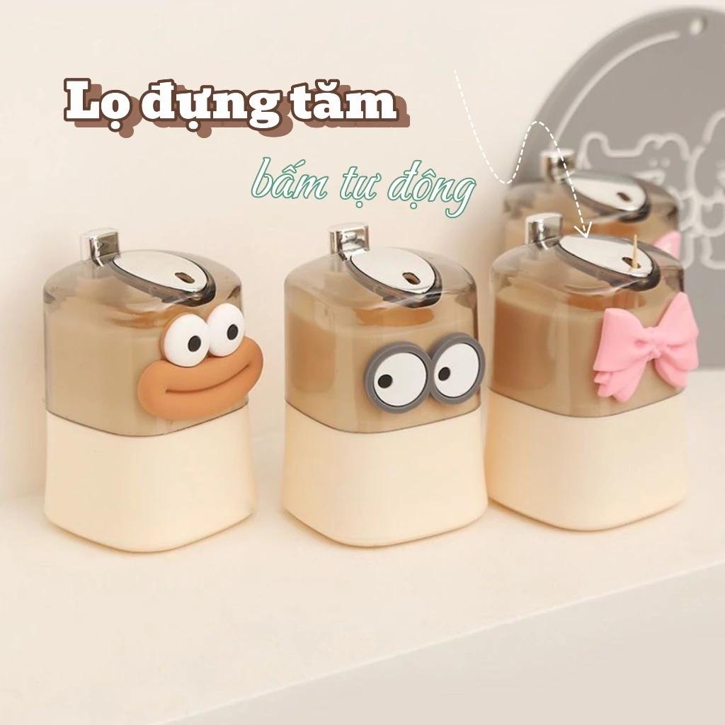 Hộp đựng tăm tự động kèm phụ kiện hoạt hình ngộ nghĩnh 6x6x9cm - lọ tăm