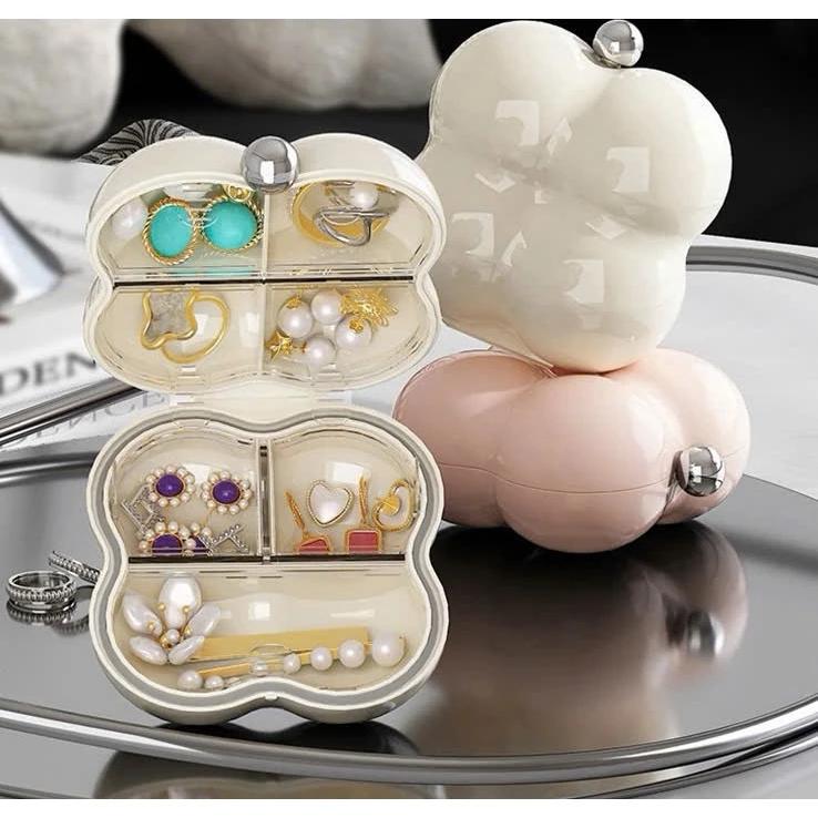 Hộp đựng thuốc du lịch hình 4 cánh hoa, hộp đựng thuốc bỏ túi di động, hộp bảo quản trang sức