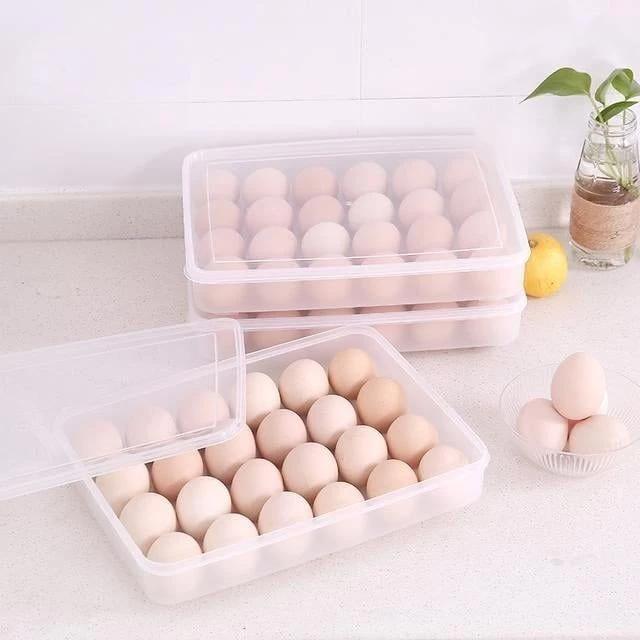 Hộp đựng trứng 24 ô để tủ lạnh - Khay bảo quản trứng có nắp đậy nhựa tiện lợi