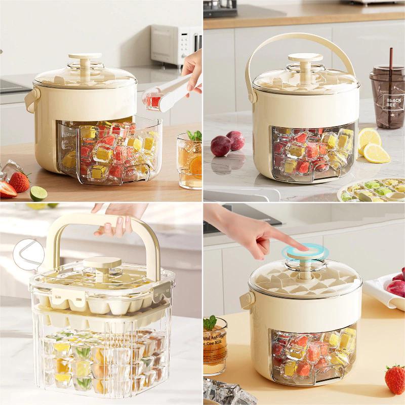 Hộp Khuôn Làm Đá Ba Lớp Dung Tích Lớn Xô Đá Đông Lạnh Cầm Tay Tự Chế Hộp Bảo Quản Đá