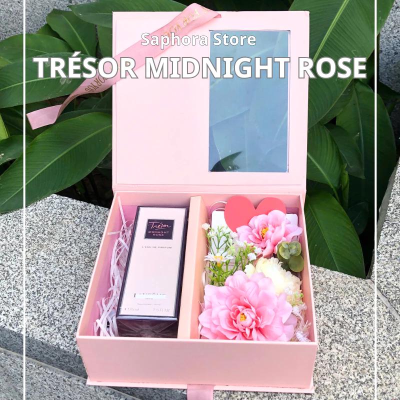 Hộp quà nơ hồng, Nước Hoa Lancome Tresor Midnight Rose 75ml - Quà tặng người thương tinh tế