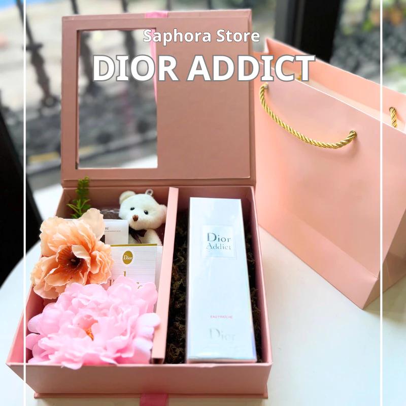Hộp quà nơ hồng, Nước Hoa Nữ Dior Addict Eau Fraiche EDT 100ml, lưu hương lâu, mùi hương sang trọng