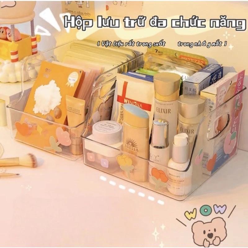 Hộp sách trong suốt lưu trữ máy tính để bàn Acrylic Mỹ phẩm Giỏ trong suốt Ngăn kéo mặt nạ phòng ngủ tập thể