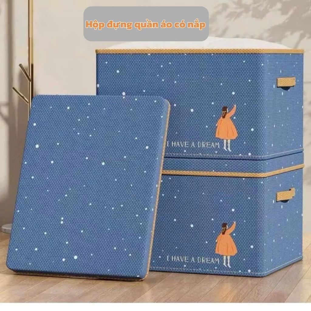 Hộp Vải Đựng Quần Áo Họa Tiết Cô Gái Cute Thùng, Hộp Lưu Trữ Đồ Đa Năng Chất Liệu Vải Không Dệt Bền Bỉ Có Nắp Rời
