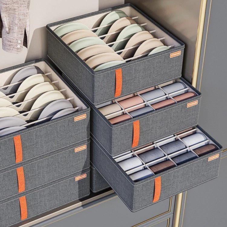 Hộp Vải Oxford Chia 6/7/20 Ngăn Cho Đồ Lót , Áo Ngực - Hộp Đựng Đồ Lót Nội Y, Hộp Vải Chia Ngăn Quần Áo Có Quai Đa Năng