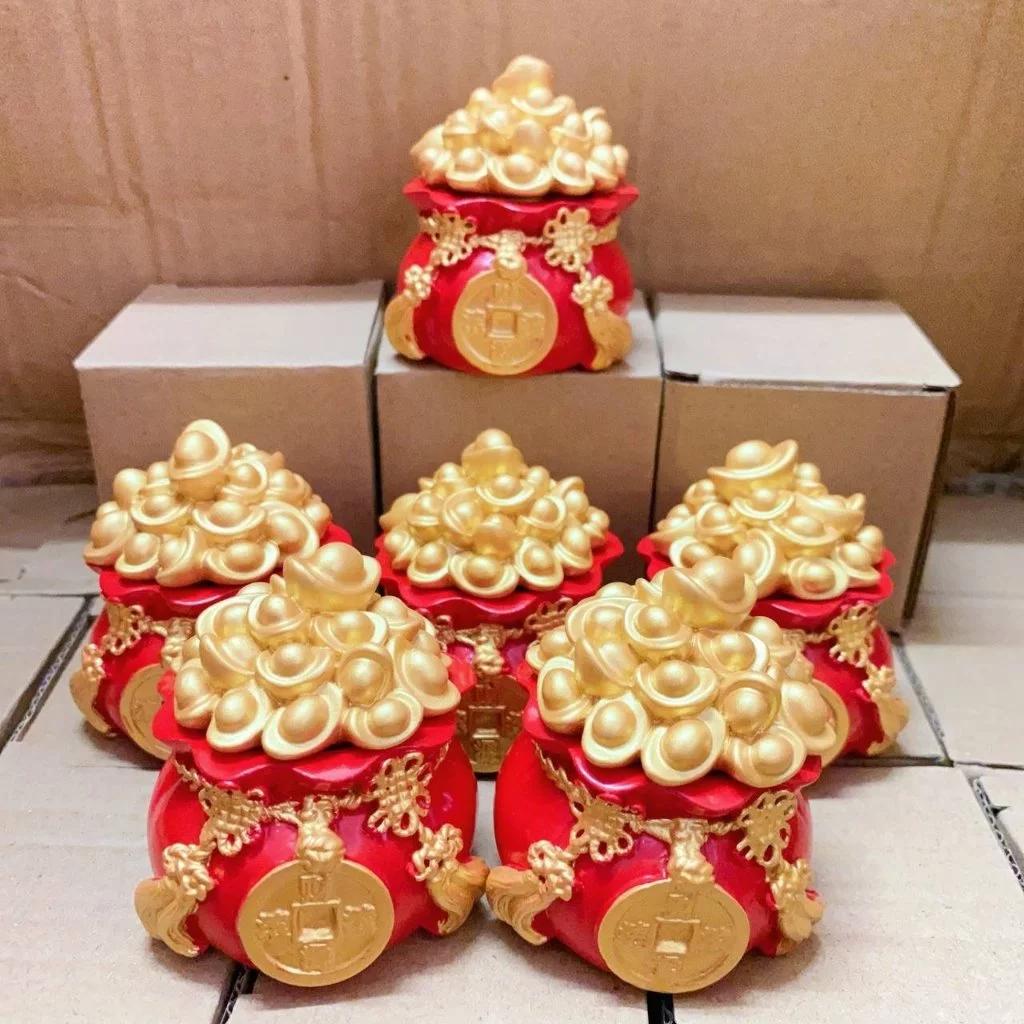 Hũ Đựng Muối Gạo Tài Lộc Đầu Năm Mới, Túi Thần Tài May Mắn Trang Trí Ban Thờ, Bàn Làm Việc
