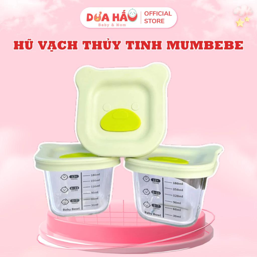 Hũ Thuỷ Tinh Chia Vạch Mumbebe 200ml Theo Tháng Tuổi Cao Cấp Đựng Đồ Ăn Cho Bé Silicone