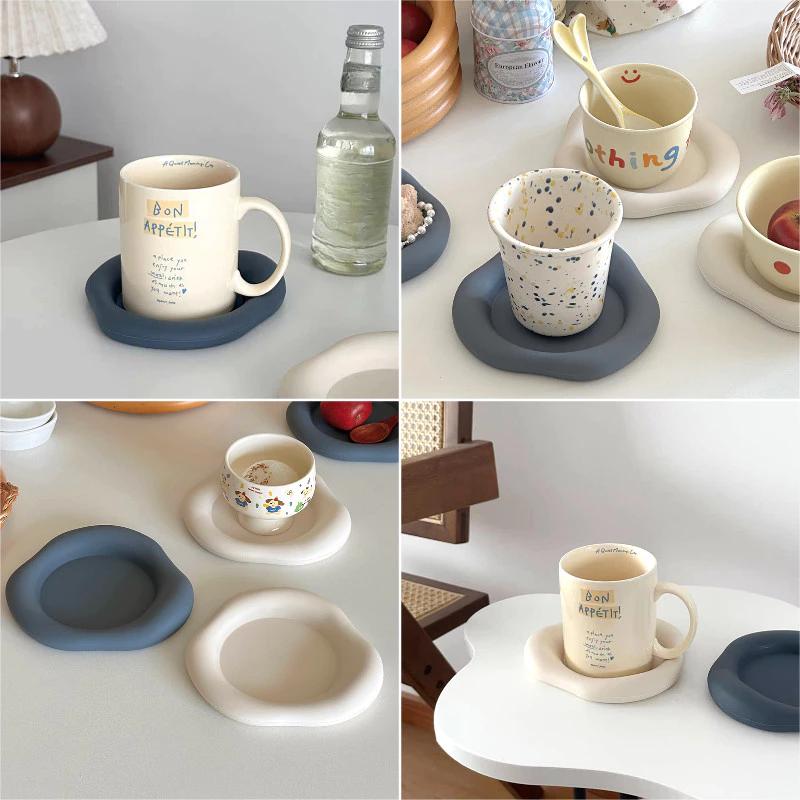 Ins Không Đều Placemats Silicon Chịu Nhiệt Coaster Đơn Giản Hình Đám Mây Thảm Cốc