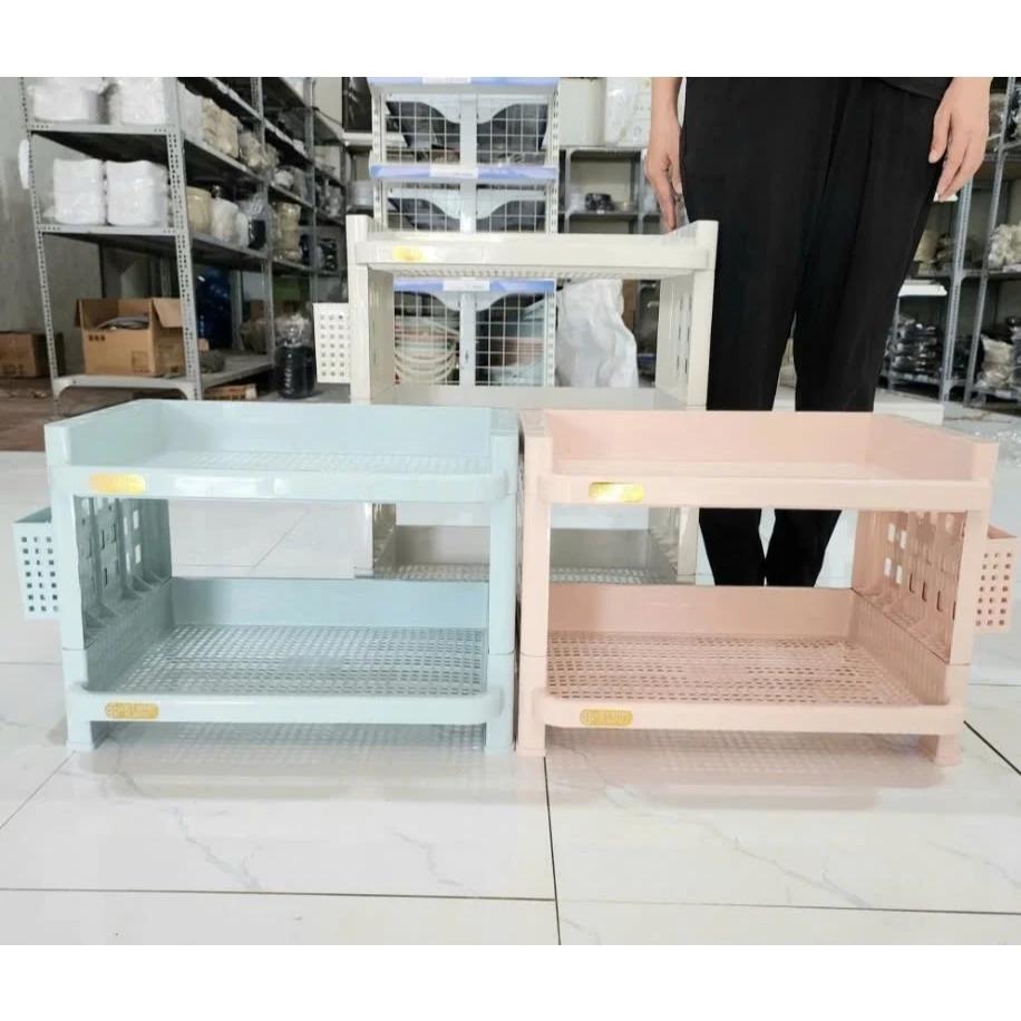 Kệ chữ nhật nhựa VIỆT NHẬT 5528 - 2 tầng, úp chén bát, muỗng đũa, đựng gia vị nhà bếp