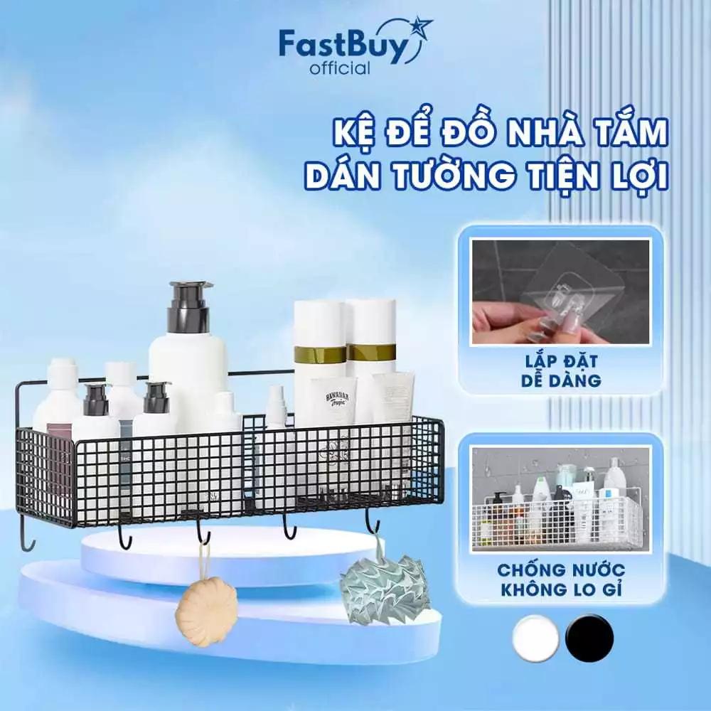 Kệ Để Đồ Nhà Tắm Dán Tường Hình Chữ Nhật, Kệ Đựng Đồ Nhà Bếp Tặng Kèm Miếng Dán Không Cần Khoan Tường