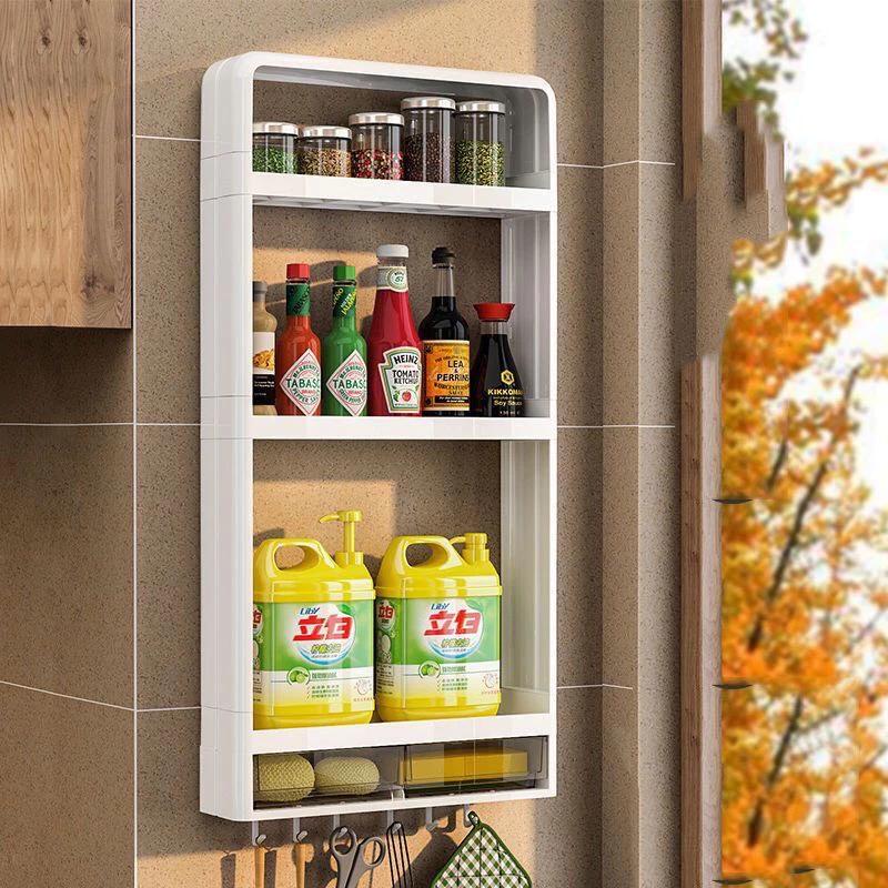 Kệ Để Gia Vị Treo Tường Nhà bếp HN1, Kệ Mỹ Phẩm Treo Tường Không Khoan Đục tường - Tủ HN1 4 tầng