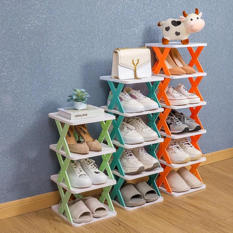 Kệ để giày dép 5 tầng chữ X thông minh có thể tháo lắp gấp gọn, kệ để đồ trang trí đa năng mẫu mới